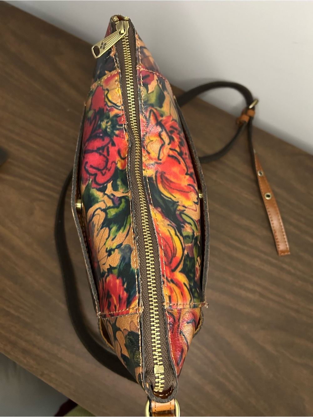 Patricia Nash Avely Summer Drawing Floral Leather Shoulder Bag - Picture 6 of 11